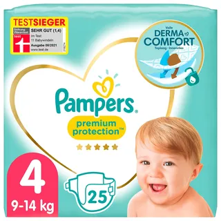 Pampers Baby Windeln Größe 4 (9-14kg) Premium Protection, Maxi, 25 Stück, SINGLE PACK, bester Komfort und Schutz für empfindliche Haut