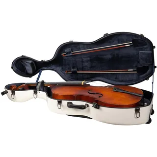 Crossrock CRF2020CEFMW Cellokoffer - Milchweiß - Fiberglas - Mit Rädern - Passt für 4/4 Cello - Gepolsterte Musiktasche - 3 Griffe - Abnehmbare Schultergurte - Zahlenschloss