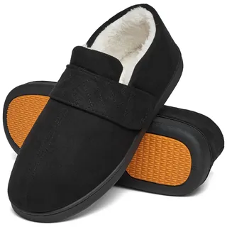 Mishansha Warme Hausschuhe Herren Winter Pantoffeln Herren Hausschuh Männer Memory Foam Slippers Geschlossen Fell Hauspantoffeln Rosine Schwarz,Gr.45 - 45 EU