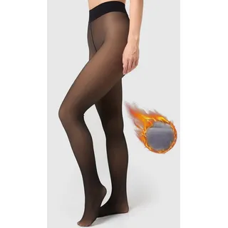 NUR DIE Strumpfhose Warm & Transparent mit Innenfleece schwarz Gr. 44/48, 80 DEN