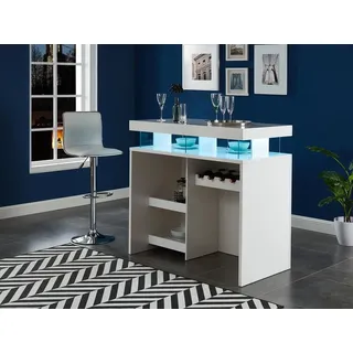 vente-unique LED Hausbar - Hochglanz - MDF - Weiß - FABIO