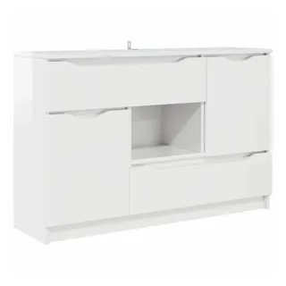 vidaXL Sideboard 100 x 65,6 x 30 cm hochglanz / weiß