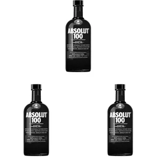 Absolut Vodka 100 – Edel-Vodka in eleganter, schwarzer Flasche – Luxuriöses Genusserlebnis – 1 x 0,7 l (Packung mit 3)