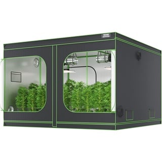 Vevor Growbox 305 x 305 x 203 cm Gewächshaus aus 19 mm Stahl-Rahmen und 600D Oxford-Gewebe Growtent 60 kg Tragfähigkeit Growschrank Geeignet für 400 W Wachstumslicht Indoor Zuchtzelt