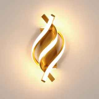 Goeco LED Wandleuchte Innen, 22W 3000K Warmlicht Wandlampe Modern Gebogene Design, LED Lampen Wandbeleuchtung für Wohnzimmer Korridor Treppen, Gold 33 * 15 CM