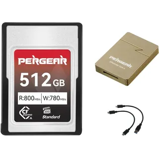 Pergear Standardserie 512GB CFexpress Typ A-Speicherkarte, bis zu 800 MB/s Lesegeschwindigkeit und 780 MB/s Schreibgeschwindigkeit für 4K 120P, 8K 30P-Aufnahme(mit Kartenleser) für Alpha & FX-Kamera