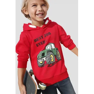 Kidsworld Kapuzensweatshirt BEST JOB EVER! Kapuzensweatshirt mit Traktor-Print rot 140/146