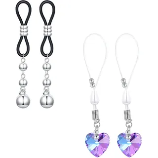 vcmart 2-3 Paar Fake Brustwarzenpiercing mit Anhänger Faux Nippel Ring Kein Piercing Nipple Brust Piercing