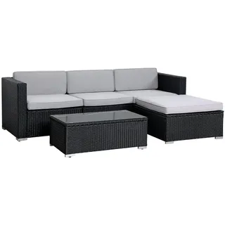 SVITA CALIFORNIA Polyrattan Lounge Rattan Set Sofa Garnitur Gartenmöbel Schwarz