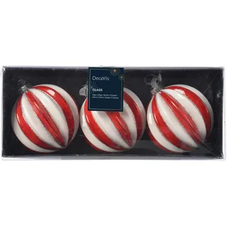 Kaemingk Kugel / rot/weiss, Glas 8cm