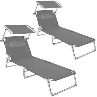 Tectake Chloé 2er Set Gartenliege 190 x 68 x 65 cm Grau