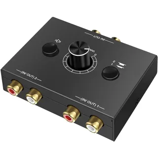 UNSTINCER Cinch Audio Switch Analog Stereo 2(1)-In-1(2)-Out, Metallgehäuse