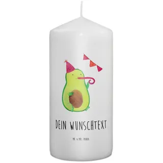 Mr. & Mrs. Panda Kerze personalisiert Avocado Party Zeit 15 x 7 cm - Personalisierte Geschenke, Geburtstag, Schulabschluss, Hochzeitskerze, Mit Namen, Individuelle, Happy Birthday, Genießen