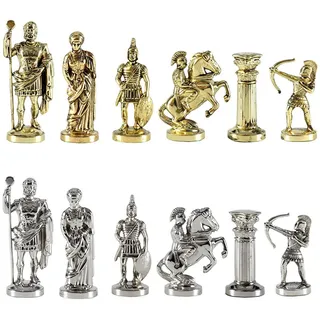 Manopoulos Archers Large Chess Set - Brass&Nickel - Without Chess Board