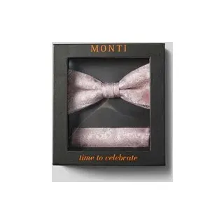 Fliege und Einstecktuch im Set aus Seide, Altrosa, 1