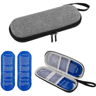 Insulin Kühltasche mit 2 Kühlakku,Klein Diabetes Tasche Kühlbox für Diabetikerutensilien Pen Kalt,Isoliert Medikamententasche Diabetische Kühler Medikamente Spritzstift Spritzen Case Reise