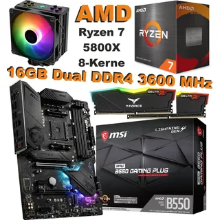 Bundle AMD Ryzen 7 5800X MSI B550 GAMING PLUS 16GB 3600MHz RAM RGB Kühler Kit