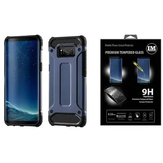 "Schutzhülle \"HYBRID\" + 9H SchutzFOLIE für IPHONE MODELLE SchutzCase Outdoor Hülle Schutzglas in Blau iPhone XR"