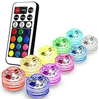 Afoosoo led teelicht mit fernbedienung RGB Unterwasser LED Licht Multi Farbwechsel Flammenlose LED Runde CR2032 Batteriebetriebene Super Helle Weiße Warmweiße LED mit Fernbedienung (3CM RGBW)