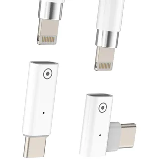 USB C Stecker auf 1.Generation Pencil Adapter(2 Stück) Apple MFI Certified Lightning Buchse Ladeadapter 1st Pencils Ladeadapterkabel Zubehör für iPhone Charging Connector Stift Type-c Laden für iPad
