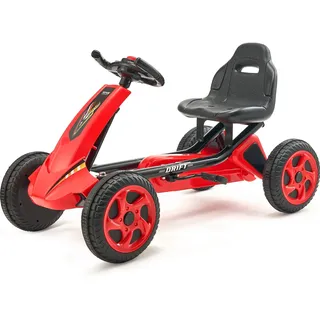 Vevor Go-Kart, mit 4 Rädern, Kinderfahrzeug Tretfahrzeug Tretauto 3–8 Jahren Rot