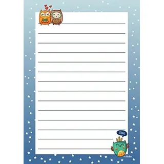 dabelino Liniertes Briefpapier-Set für Kinder: Eulen (für Mädchen und Jungen, bunt)