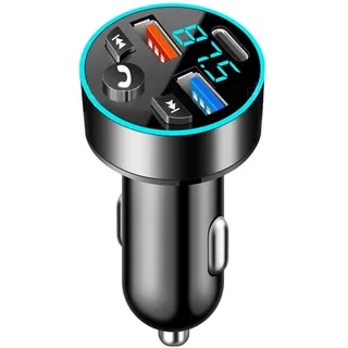 Bluetooth Adapter und Transmitter für Auto, Zigarettenanzünder-Steckdose, Hi-Fi Musikplayer, QC3.0 Wireless FM Transmitter mit Schnelllade-USB-Buchse, 12V