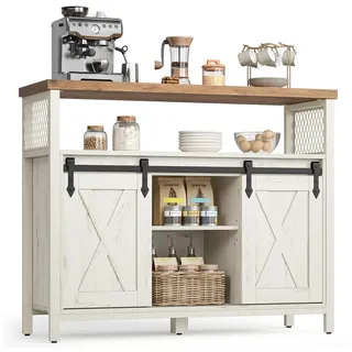 VASAGLE Daxton Sideboard 33 x 80 x 100 cm Braun/Weiß
