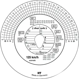 RNK Diagrammscheibe Tachoscheibe 125 km/h Kombi 100 Stück Weiß/Rot