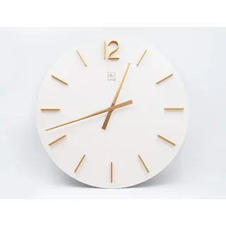 Mascagni - Wanduhr aus Holz mit Stundenanzeigen aus eloxiertem Aluminium – Farbe Weiß