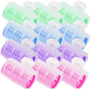 Lockenwickler Selbsthaftend, Zuzer 12pcs Groß Lockenwickler Rollen für Damen, Männer und Kinder (Pink + Blau + Lila + Grün)