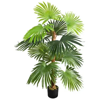 Decovego Kunstpflanze Farnpalme, Kunstpalme im Topf mit 12 Palmenwedeln, Höhe 120cm