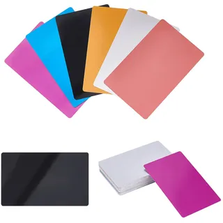 NBEADS 36 Stück 0.4-0.5mm Dick Metall Visitenkarte, 6 Farben, 8.6x5.4cm Aluminiumrohlinge, Lasergravierte Visitenkarte für DIY-Geschenkkarten und Hausbürokunden