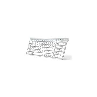 iClever Teclado Bluetooth BK10, Teclado Inalámbrico Multi Dispositivo Recargable Con Teclado Numérico Ergonómico Tamaño Completo Conexión Estable Teclado para iPad, iPhone, Mac, iOS, Android, Win