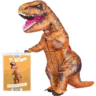 2m Aufblasbares Erwachsenen "T-Rex" Kostüm für Kostümpartys, Halloween Dinosaurier Kostüm mit integriertem Ventilator - TREXCOS - Braun/Hellbraun