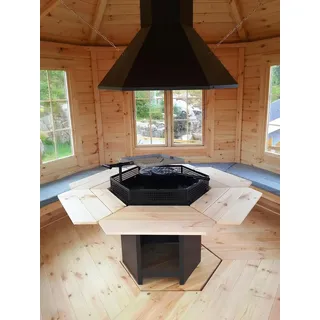 Xlmoebel Grillkamin Innen-Grillhütte Bausatz mit Schornstein BBQ Holz Tischgrill-Kota, Grill STBBQ6C, Hergestellt in Europa schwarz