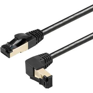 Maxtrack TI49-1,5L RJ45 Netzwerkkabel, Patchkabel CAT 8.1 S/FTP 1.50 m Schwarz 90° nach oben gewinkelt, ammoniakbeständig,