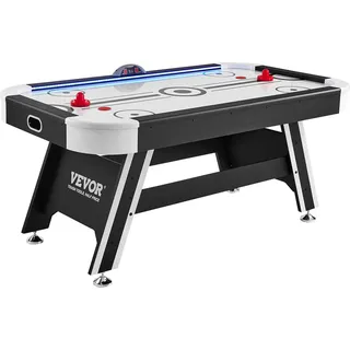 Vevor Luftbetriebener Hockeytisch für den Innenbereich für Kinder & Erwachsene, LED-Sporthockeyspiel mit 2 Pucks, 2 Schiebern und elektronischem Punktesystem, Arcade-Gaming-Set für Spielzimmer