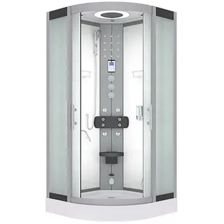 AcquaVapore Dampfdusche Dampfdusche Duschkabine D58-00M3-ALL Weiß 80x80, Sicherheitsglas ESG, Höhenverstellbar, Mit Bauanleitung, Mit Beleuchtung, Gehärtetes Glas weiß