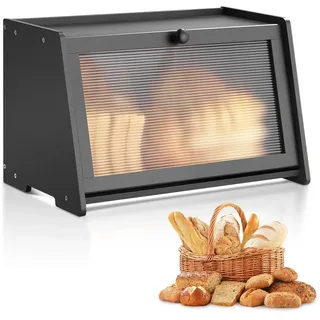 Vevor Brotkasten für Küchentheke Brotbehälter Brotbox Brot-Organizer aus Holz für selbstgebackenes Brot, Aufbewahrungsbehälter mit gewellter Acryl-Türplatte, Brotaufbewahrung Schwarz