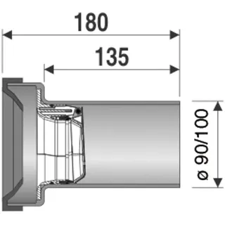 PE-WC-Anschlussstutzen gerade für Unterputzmontage, DN 90, mit abu rat blocker