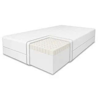Latexmatratze Luxus Natur-Latexmatratze MEMORY (11 cm), 100% Latex, MARPUR, 11 cm hoch, H3 (mittelfest), orthopädisch, exklusiver Bezug schwarz 140 cm x 200 cm x 11 cm