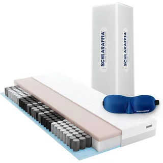 Schlaraffia myNap Taschenfederkern Matratze, 80x200cm mit Schlafmaske: Premium-Qualität 7-Zonen-Komfort Federkern, Härtestufe H3 mittel, Memory Foam Rollmatratze, TÜV Rheinland Qualität, Höhe 18,5 cm