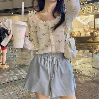 Yujun 2021 Frauen Cardigan Sweet Crop Top Design Patchwork Spitze Floral sanfte Studenten Allgleiches Retro Einreiher koreanische Stil