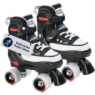 HUDORA Rollschuh Roller Skate in schwarz - hochwertige Rollschuhe aus Nylon - Bequeme Kinder Rollerschuhe über 4 Größen verstellbar - stilvolle Skates für Kinder & Jugendliche - Größe 32-35
