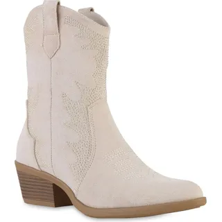 VAN HILL Damen Cowboy Boots in Beige