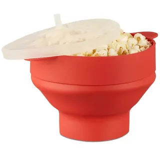 Relaxdays 2 x Popcorn Maker Silikon rot