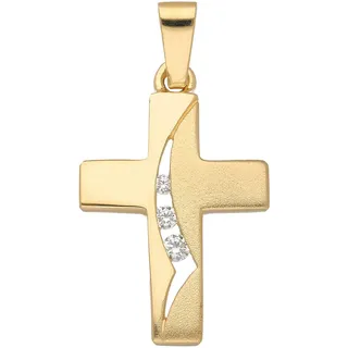 Kreuzanhänger ADELIA ́S "Damen & Herren 333 Gold Kreuz Anhänger mit Zirkonia", gold, Schmuckanhänger, Damen, Gold, mit Zirkonia für Damen & Herren
