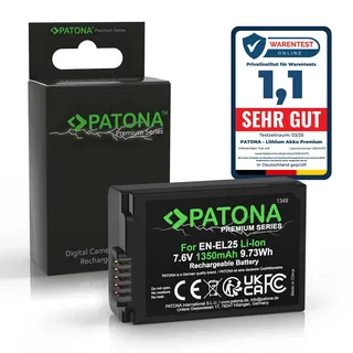 PATONA Premium EN-EL25 Akku 1350mAh – Ersatz für Nikon EN-EL25, EN-EL25a – für Nikon Z30, Z50, Z50 II, Z fc – 7,6V / 10,26Wh – passgenaue Reserve für Vlogging und Reise
