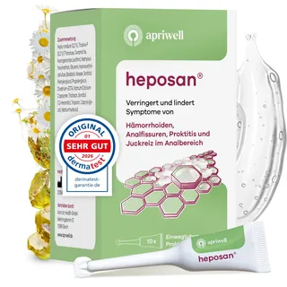 Heposan Gel – Linderung bei Hämorrhoiden, Fissuren, Juckreiz & Proktitis | 10 Einwegtuben, Lindert Brennen, Schmerzen, Blutung & Juckreiz, Fördert die Heilung, Versorgt mit Feuchtigkeit, Patentiert